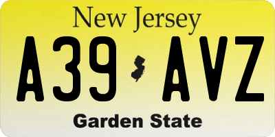 NJ license plate A39AVZ
