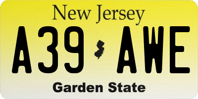 NJ license plate A39AWE
