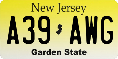 NJ license plate A39AWG