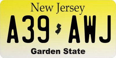 NJ license plate A39AWJ