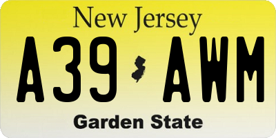 NJ license plate A39AWM