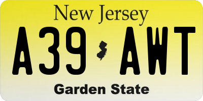 NJ license plate A39AWT