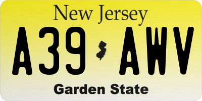 NJ license plate A39AWV