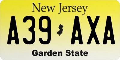 NJ license plate A39AXA