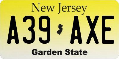 NJ license plate A39AXE