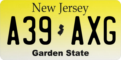 NJ license plate A39AXG
