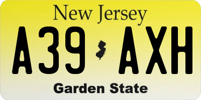 NJ license plate A39AXH