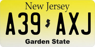 NJ license plate A39AXJ