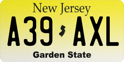 NJ license plate A39AXL