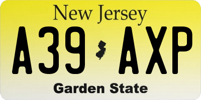 NJ license plate A39AXP