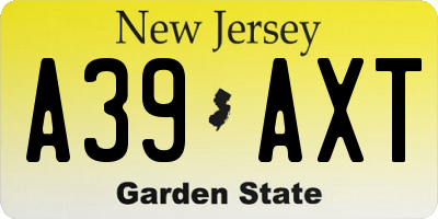 NJ license plate A39AXT