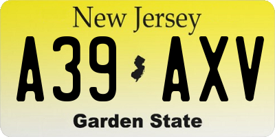 NJ license plate A39AXV