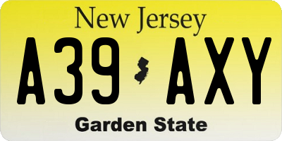 NJ license plate A39AXY