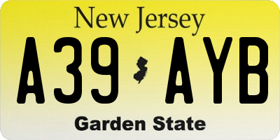 NJ license plate A39AYB