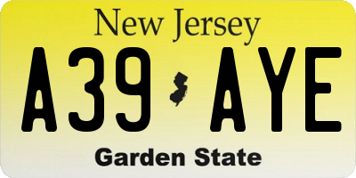 NJ license plate A39AYE