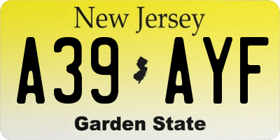 NJ license plate A39AYF