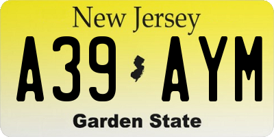 NJ license plate A39AYM