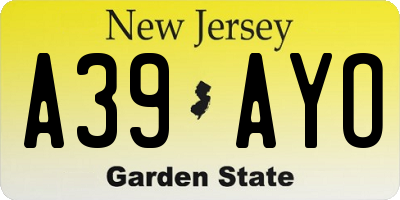 NJ license plate A39AYO