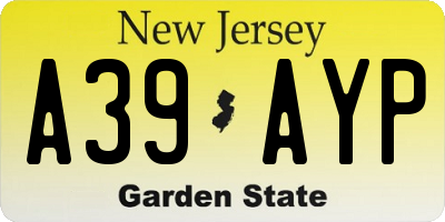 NJ license plate A39AYP