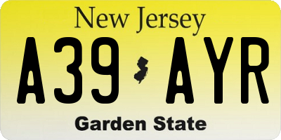 NJ license plate A39AYR