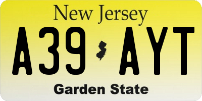 NJ license plate A39AYT