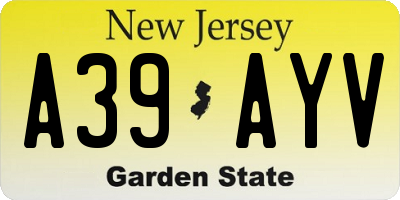 NJ license plate A39AYV