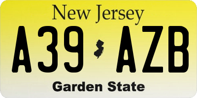 NJ license plate A39AZB