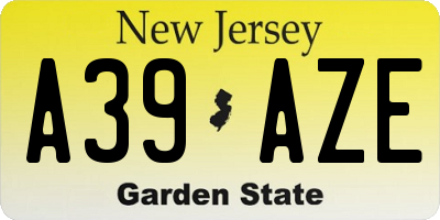 NJ license plate A39AZE