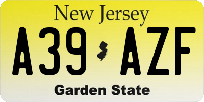 NJ license plate A39AZF