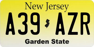NJ license plate A39AZR