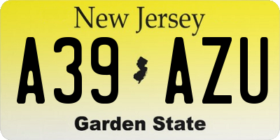 NJ license plate A39AZU
