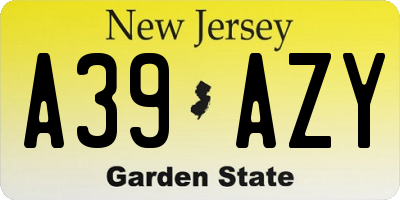 NJ license plate A39AZY
