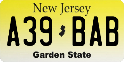 NJ license plate A39BAB
