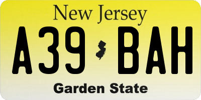 NJ license plate A39BAH