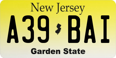 NJ license plate A39BAI