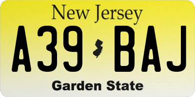 NJ license plate A39BAJ