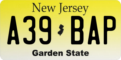 NJ license plate A39BAP