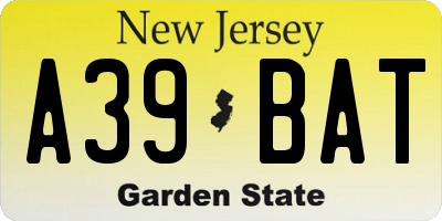 NJ license plate A39BAT