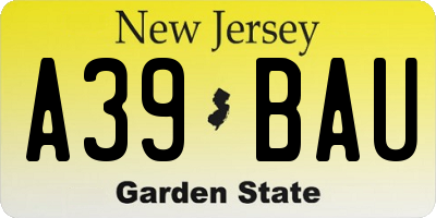 NJ license plate A39BAU