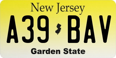 NJ license plate A39BAV