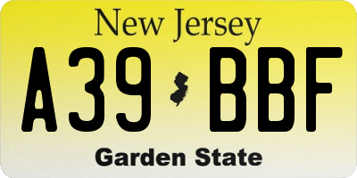 NJ license plate A39BBF