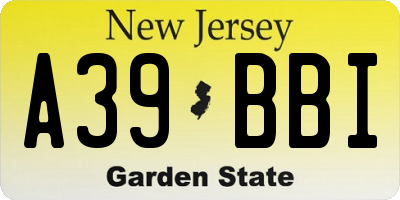 NJ license plate A39BBI