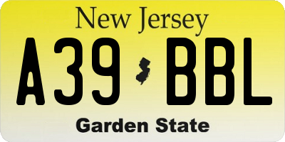 NJ license plate A39BBL