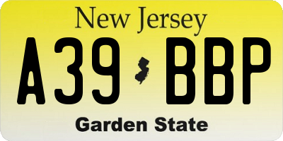 NJ license plate A39BBP