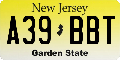 NJ license plate A39BBT