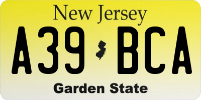 NJ license plate A39BCA