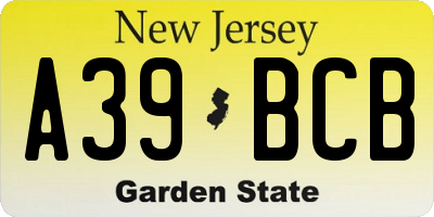 NJ license plate A39BCB