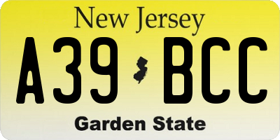 NJ license plate A39BCC
