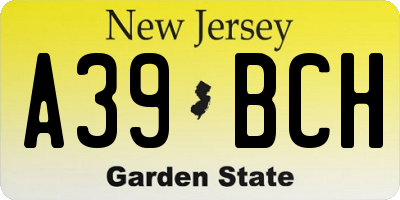 NJ license plate A39BCH
