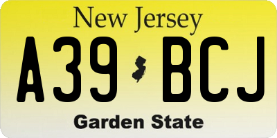 NJ license plate A39BCJ